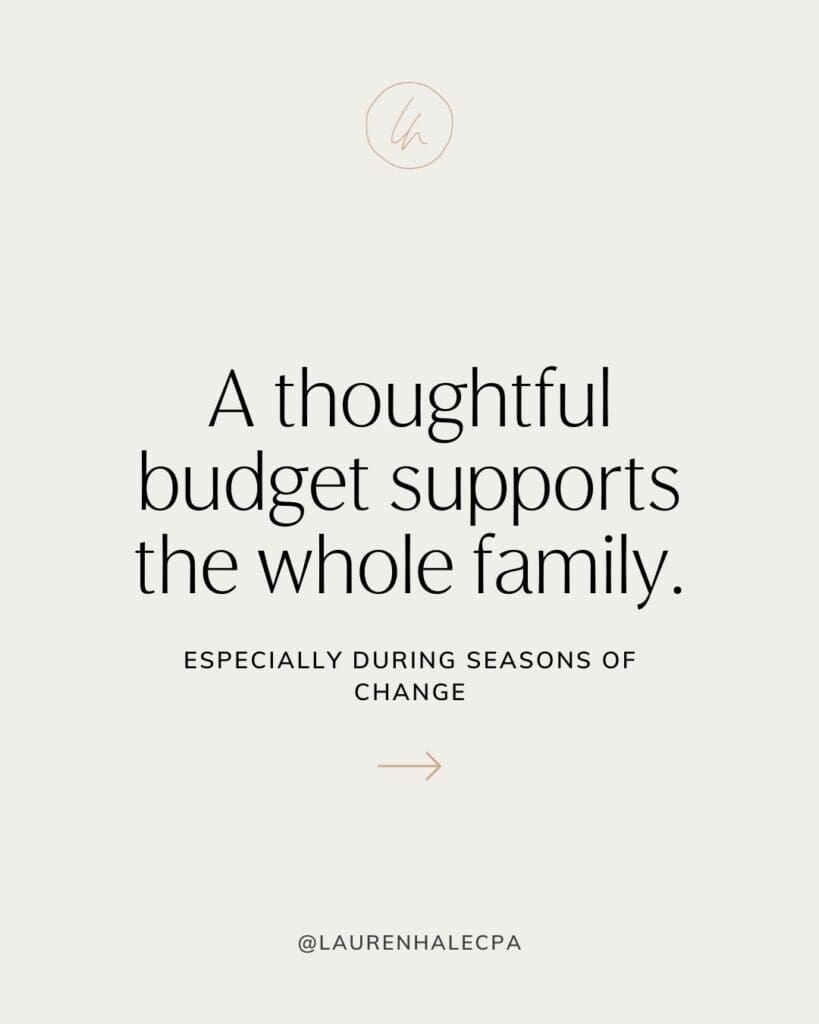 A thoughtful budget supports the whole family, especially during seasons of change