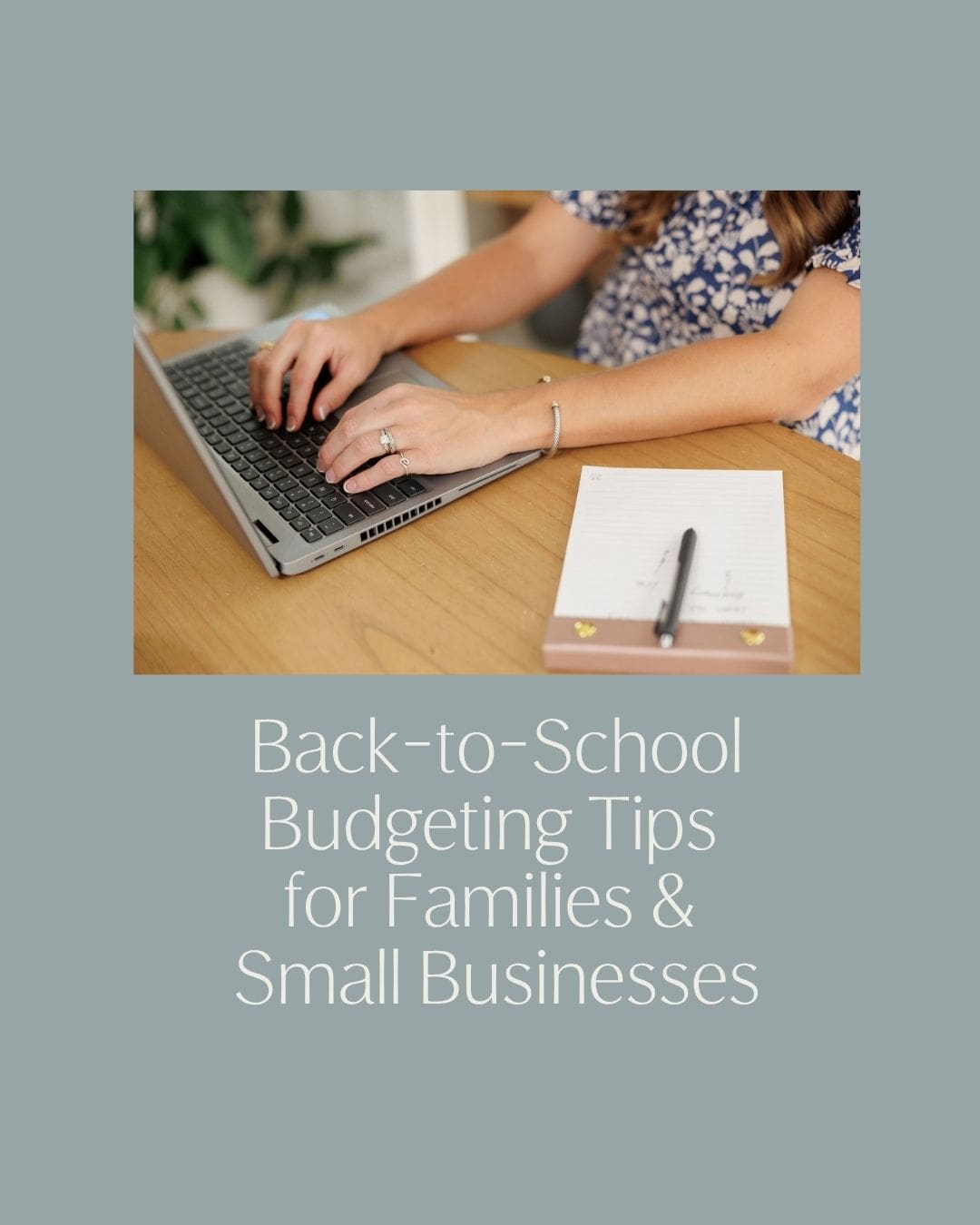 woman typing on computer giving back to school budgeting tips for families