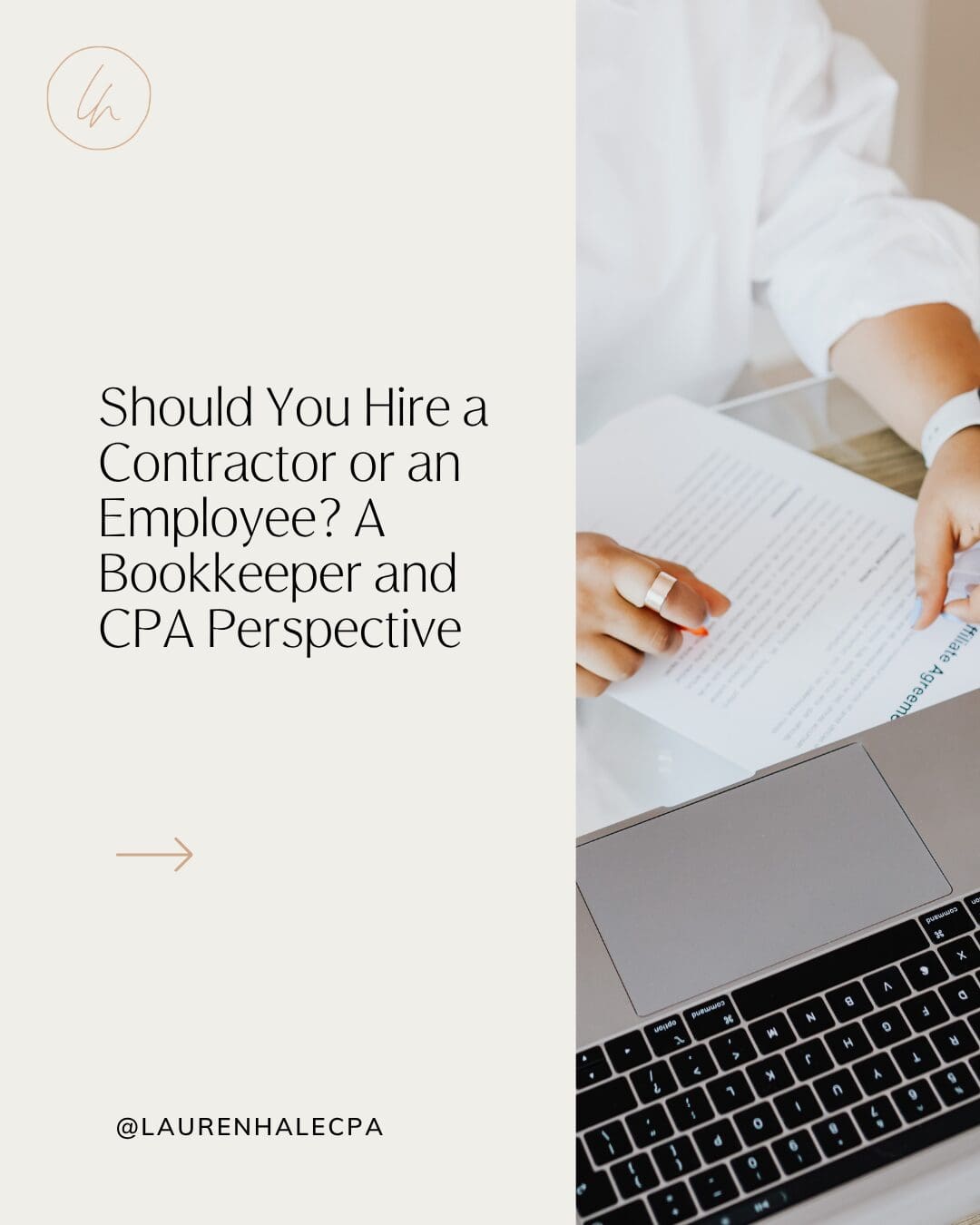 Small business owner weighing an employee vs contractor hire with a bookkeeper and CPA